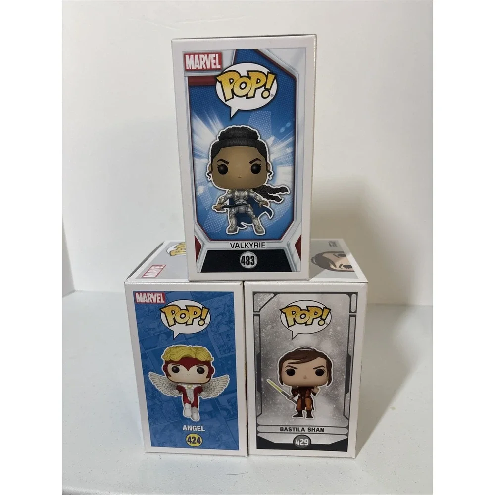 Funko Pop! Lot of 3 Famous Ladies Valkyrie 483 Angel 424 Bastila 429 Marvel
